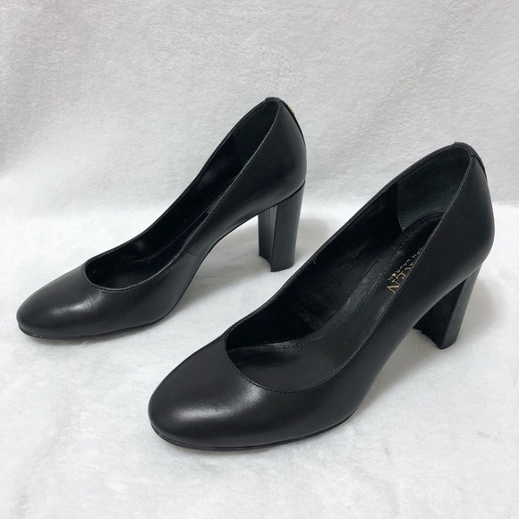 Lauren Ralph Lauren Black Pumps Size 6.5B Block Heel Round Toe Casual Minimalist - Picture 2 of 12